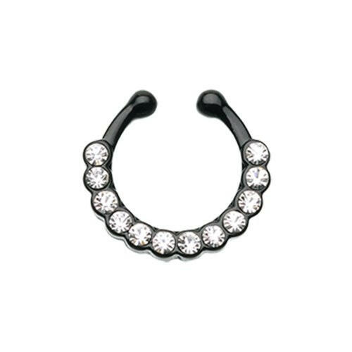 Colorline Glistening Multi-Gem Fake Septum Clip-On Ring Fake Septum Ring Impulse Piercings Black/Clear