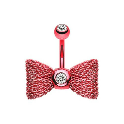 Colorline Mesh Bow-Tie Belly Button Ring Navel Ring Impulse Piercings Red/Clear