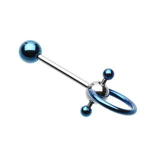 Colorline PVD Double Ball Slave Barbell Ring Barbell Impulse Piercings Blue