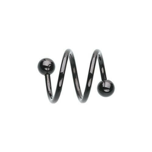 Colorline PVD Double Twist Spiral Ring Spiral Impulse Piercings 14 GA (1.6mm) 1/2" (12mm) Black