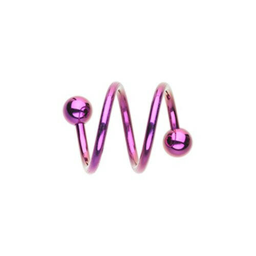 Colorline PVD Double Twist Spiral Ring Spiral Impulse Piercings 16 GA (1.2mm) 3/8" (10mm) Purple