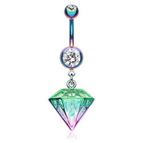 Colorline Urban Irisdescent Diamond Belly Button Ring Navel Ring Impulse Piercings Rainbow/Clear