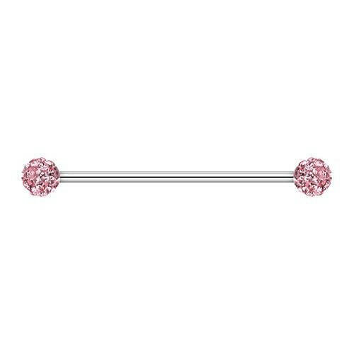 Copy of Multi-Sprinkle Dot Multi Gem Industrial Barbell Industrial Barbell Impulse Piercings 1-3/8" (35mm) 3/16" (5mm) Light Pink