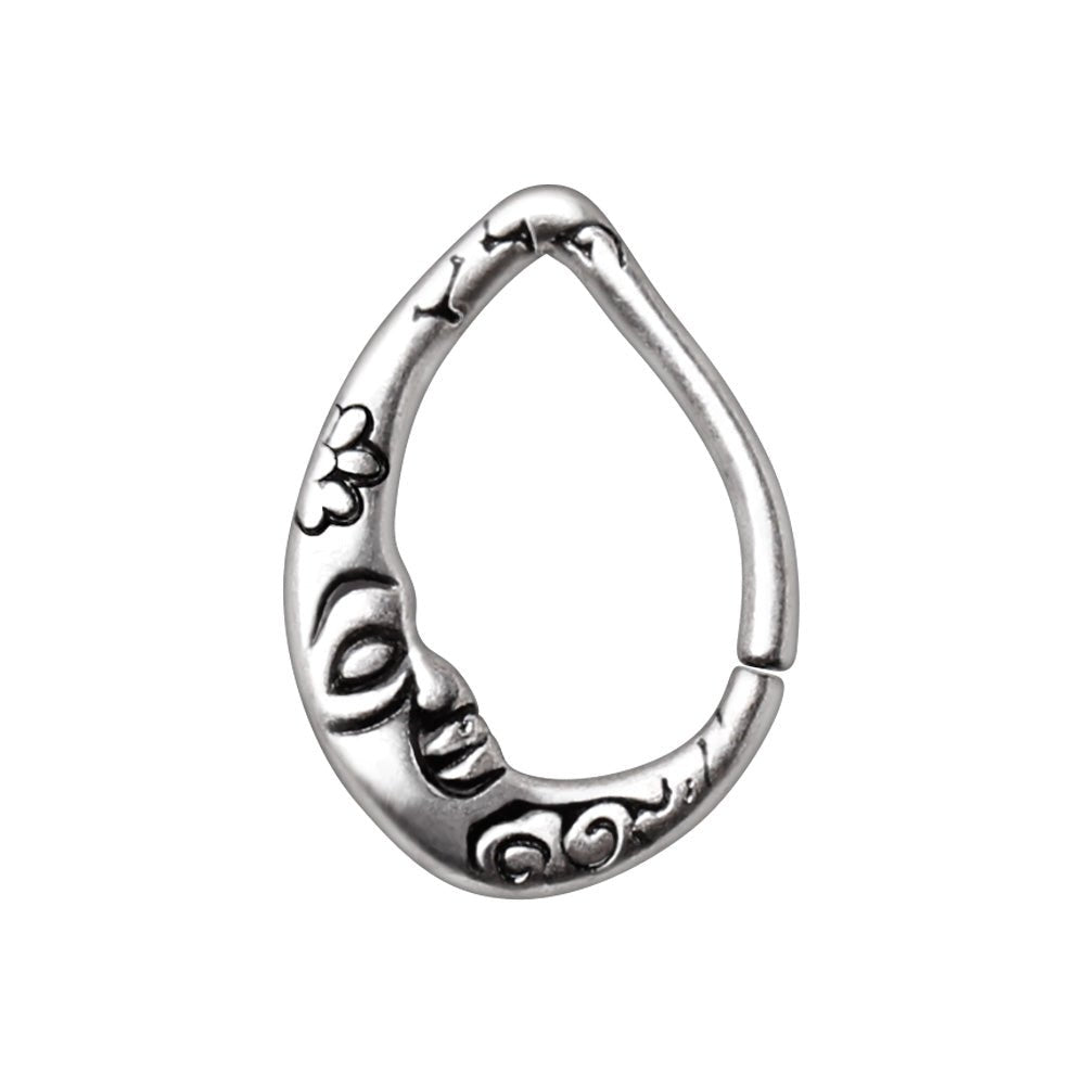 Stainless Steel Crescent Moon Teardrop Seamless Ring - Skin Metals