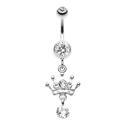 Crown Sparkle Belly Button Ring Navel Ring Impulse Piercings Clear