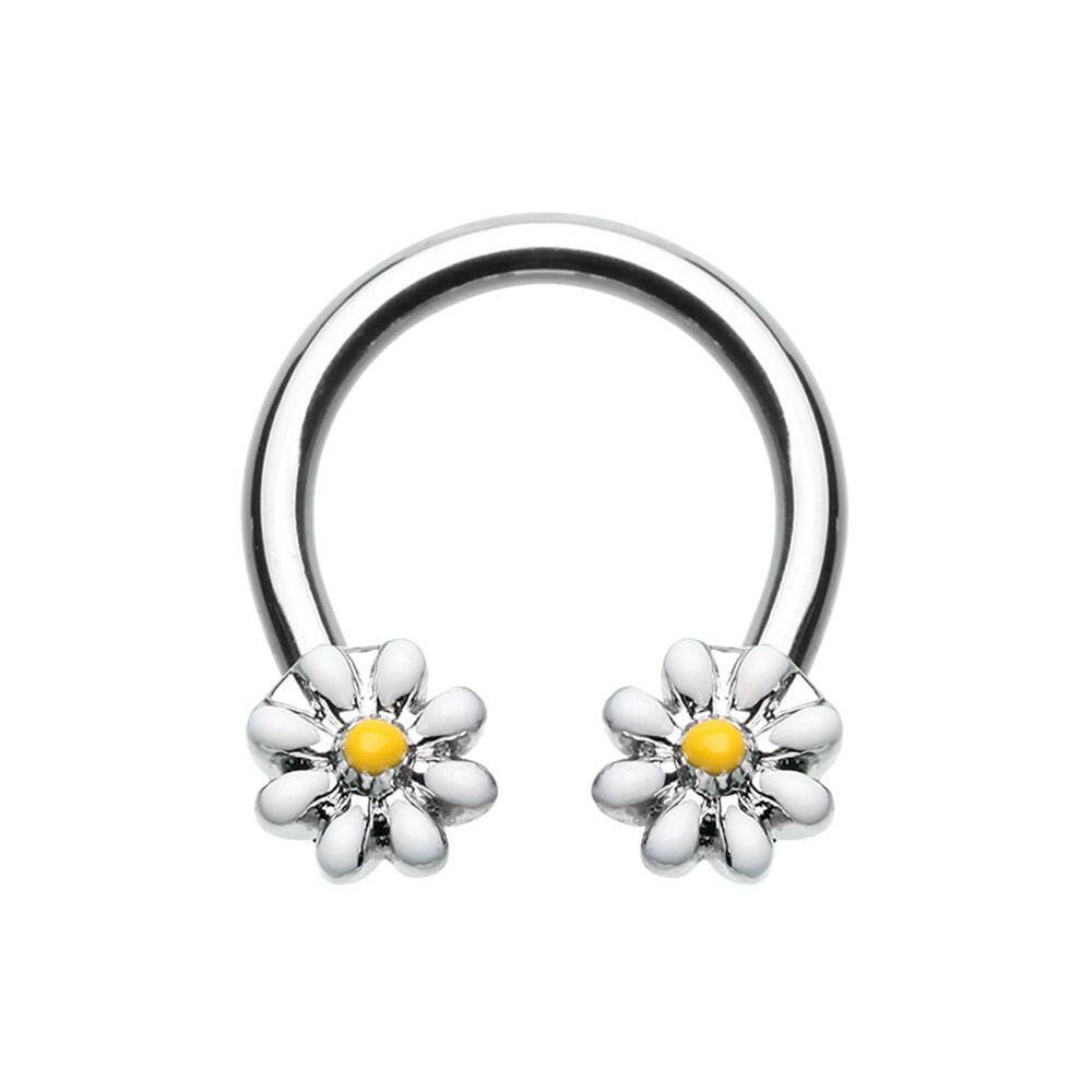 Daisy Flower Horseshoe Circular Barbell Circular Barbell Impulse Piercings 16 GA (1.2mm)