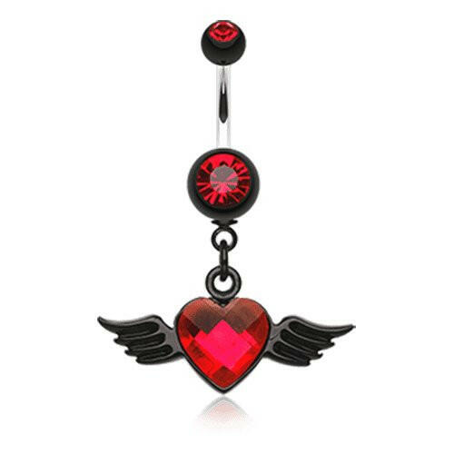 Dark Love Angel Belly Button Ring Navel Ring Impulse Piercings Red