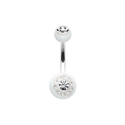 Dial Gem Sparkle Acrylic Belly Button Ring Navel Ring Impulse Piercings White