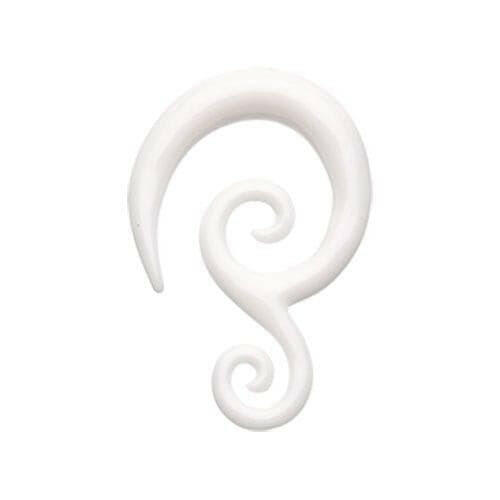 Double Tribal Spiral Acrylic Ear Gauge Spiral Hanging Taper Tapers Impulse Piercings 14 GA (1.6mm) White