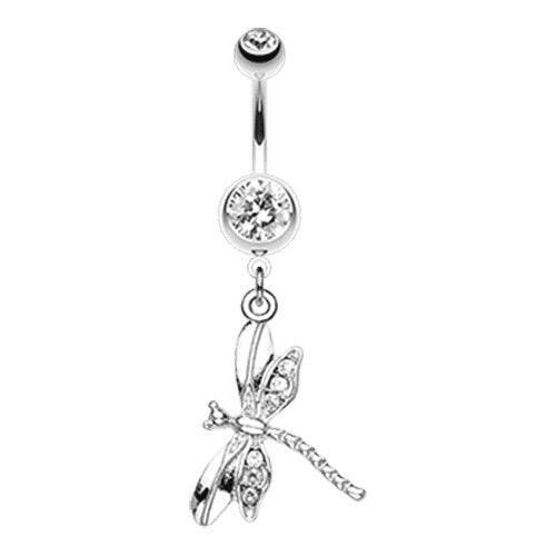 Dragonfly Wing Sparkle Belly Button Ring Navel Ring Impulse Piercings Clear