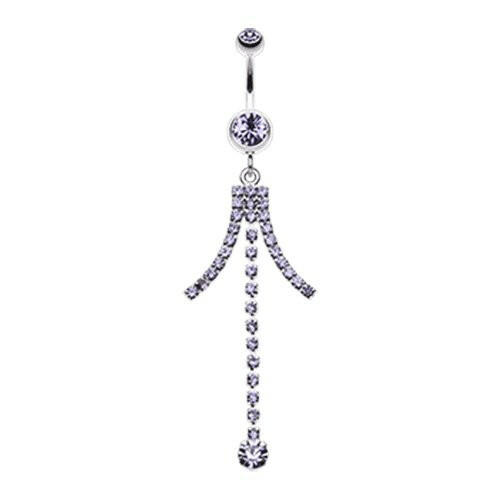 Elegant Bejeweled Cascading Belly Button Ring Navel Ring Impulse Piercings Tanzanite