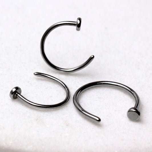 316L Stainless Steel Nose Hoop Ring with Flat End - Skin Metals