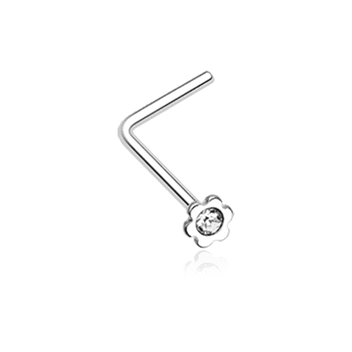 Flower Icon Sparkle L-Shaped Nose Ring Nose Ring Impulse Piercings