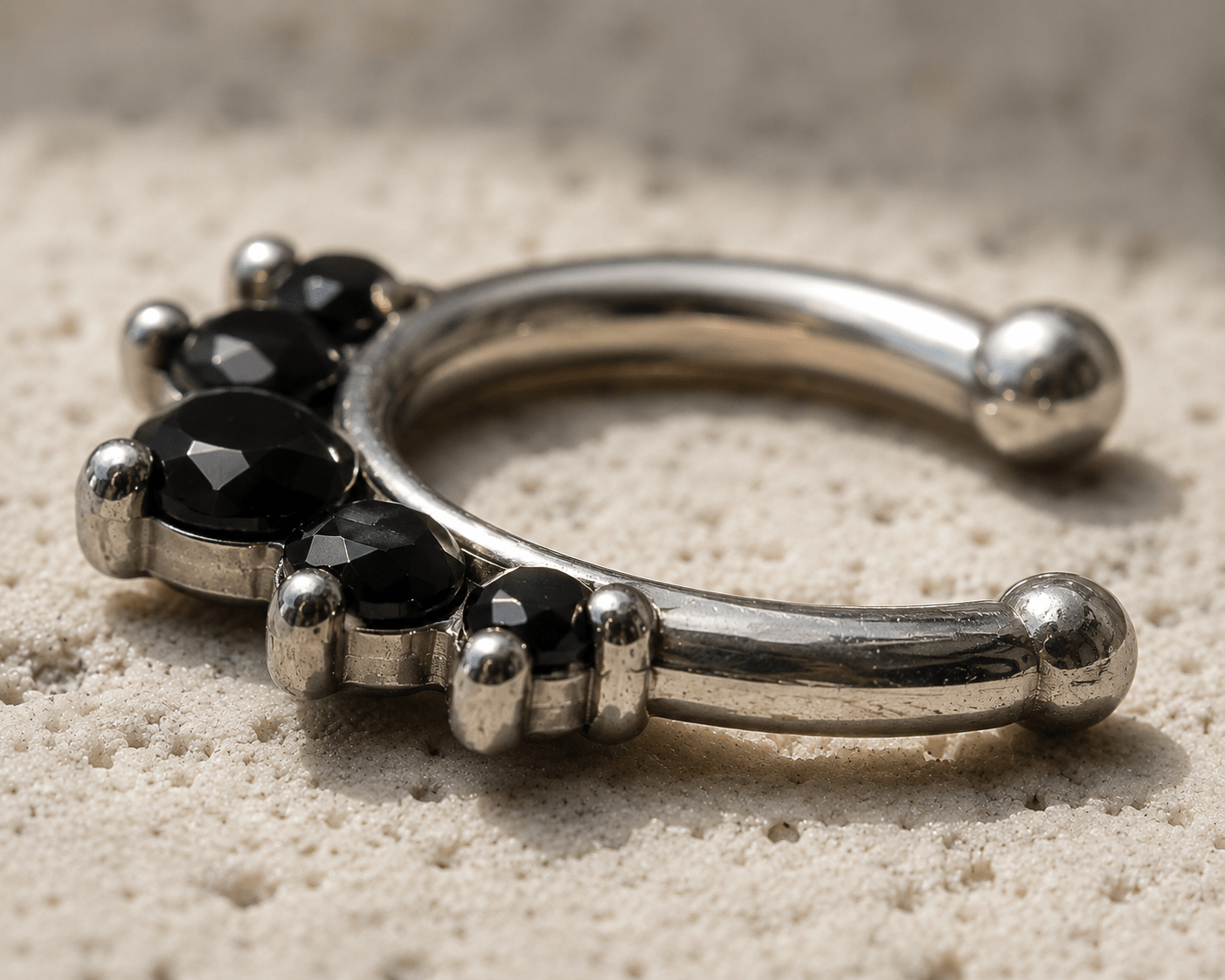 Gemmed Princess Fake Septum Ring Black CZ