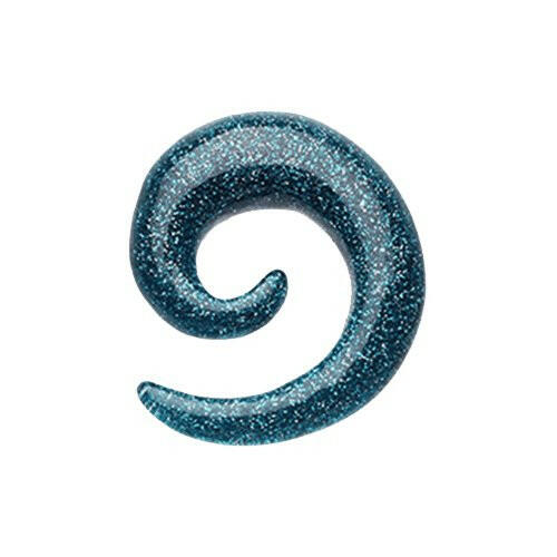 Glitter Shimmer Acrylic Ear Gauge Spiral Hanging Taper Tapers Impulse Piercings 6 GA (4mm) Teal