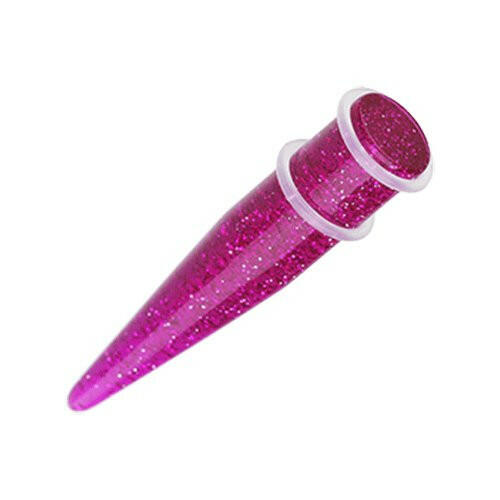 Glitter Shimmer UV Acrylic Ear Stretching Taper Tapers Impulse Piercings 14 GA (1.6mm) Purple