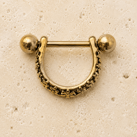 Gold Daisy Ear Cuff Cartilage Earring 16G Mirror