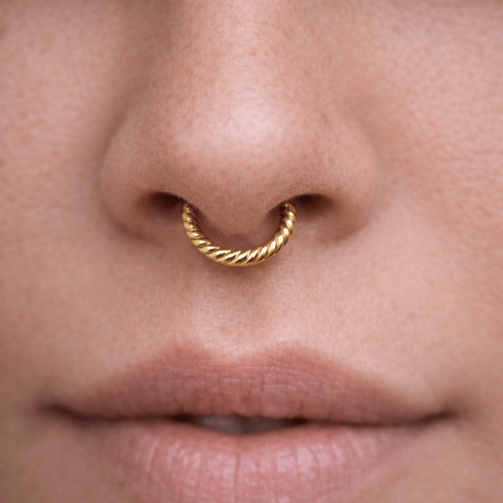 Gold Plated 316L Stainless Steel Rope Design Clicker Ring