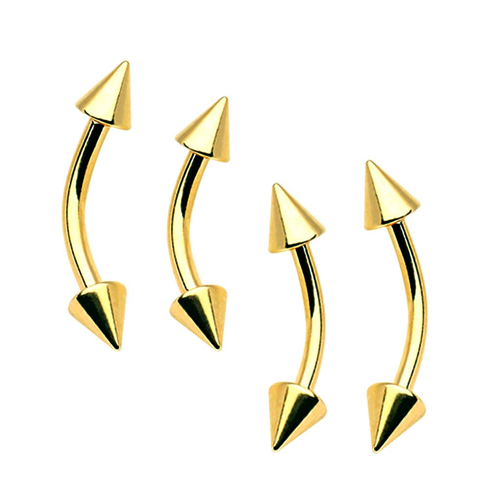 Gold Plated 316L Surgical Steel Eyebrow Ring with Spikes