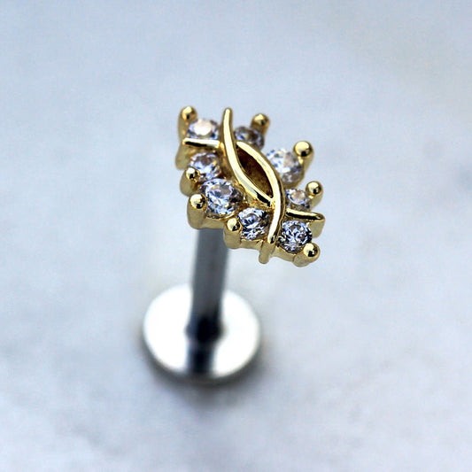 Gold Plated Ancient Symbol CZ Labret - Skin Metals