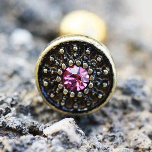 Gold Plated Antique Tribal Shield Cartilage Earring