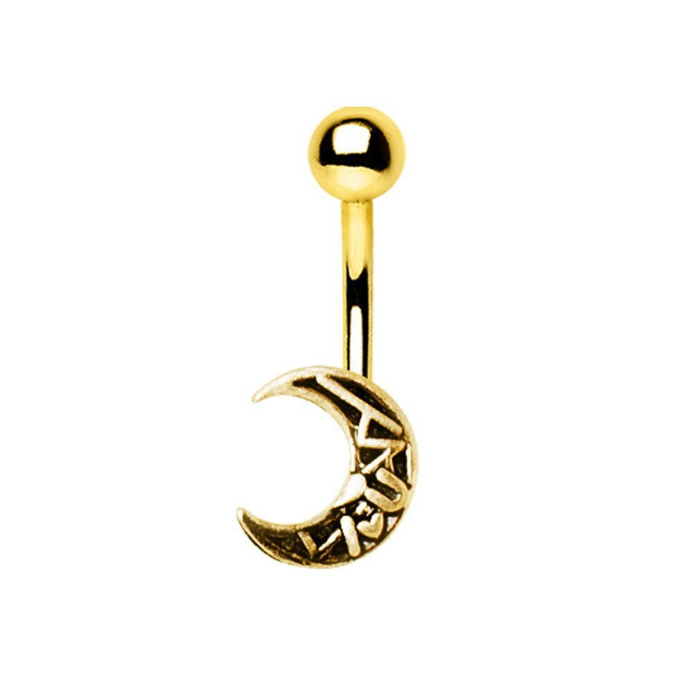 Gold Plated Henna Crescent Moon Navel Ring