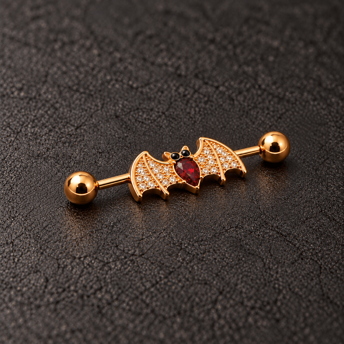 Gold Plated Industrial Barbell with Golden Blood Bat - Skin Metals
