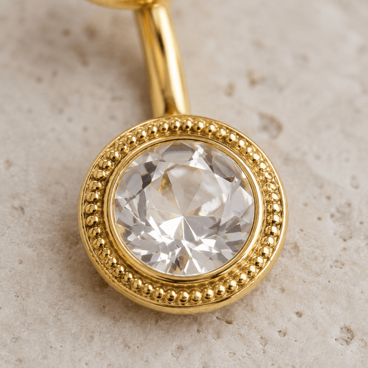 Gold Plated Jeweled Discs Navel Ring - Skin Metals