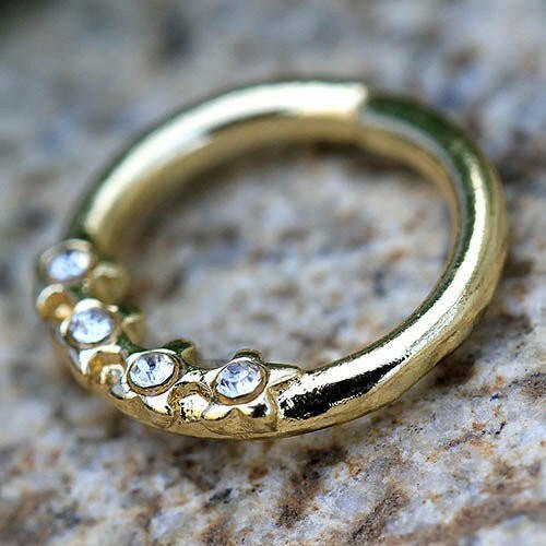 Gold Plated Jeweled Stars Annealed Seamless Ring Seamless Ring Impulse Piercings