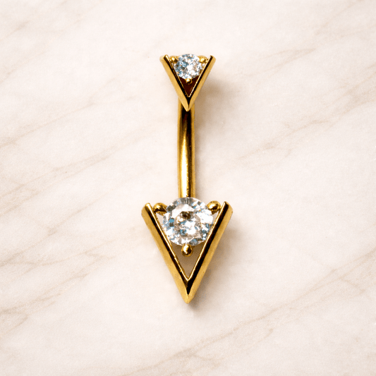 Gold Triangle Belly Button Ring 14G CZ Navel Ring Geometric Piercing Jewelry