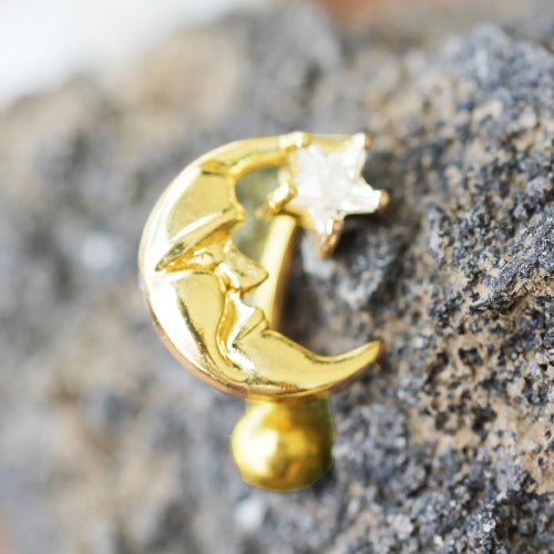 Gold Plated Man in The Moon Top Down Navel Ring Navel Ring Impulse Piercings