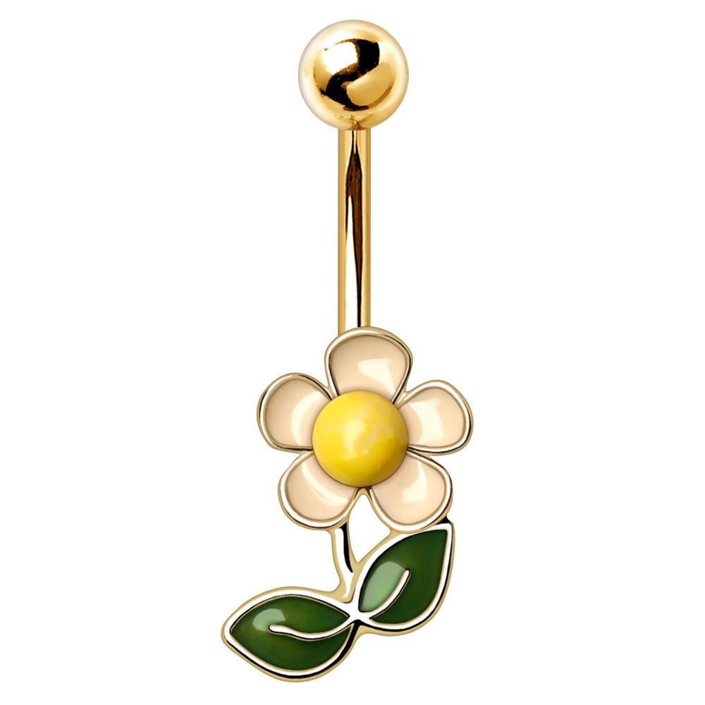 Gold Plated Summer Wildflower Navel Ring - Skin Metals