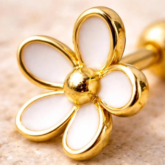 Gold Plated Sweet White Daisy Cartilage Earring Cartilage Skin Metals