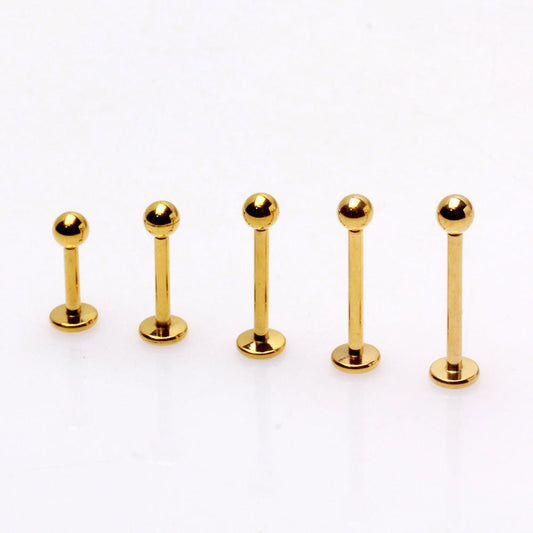 Gold Plated Titanium Threadless Labret with Solid Ball - Skin Metals