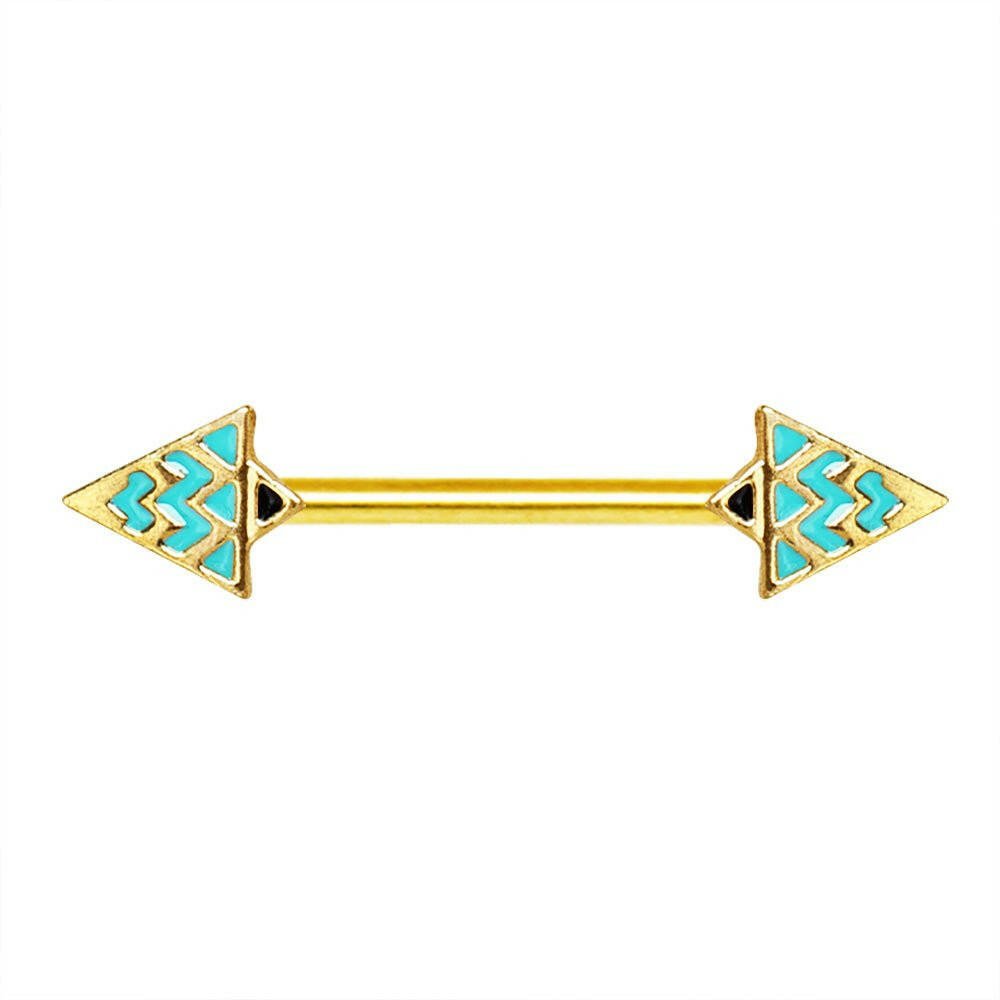 Gold Plated Triangle Nipple Bar Nipple Ring Impulse Piercings