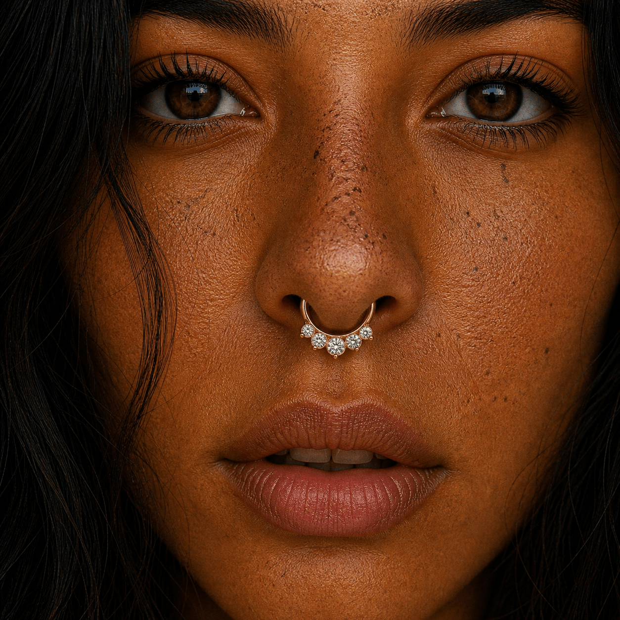 Gold Princess Septum Clicker Ring CZ Tiara 10mm Hinged Nose Ring 316L Surgical Steel
