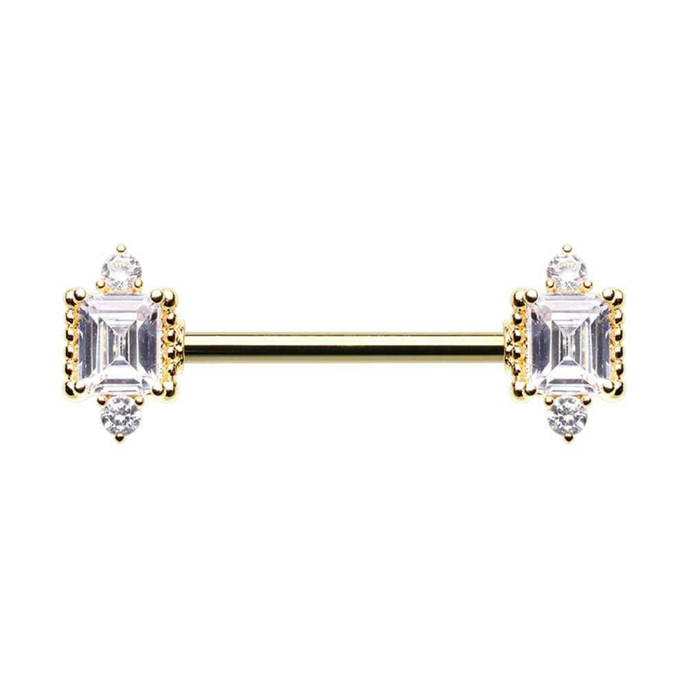 Golden Mirror Mirror On the Wall Gem Nipple Barbell Ring Nipple Ring Impulse Piercings