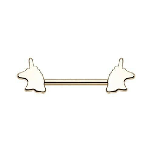 Golden One of a Kind Unicorn Nipple Barbell Ring Nipple Ring Impulse Piercings