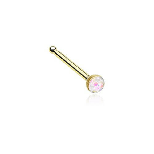 Golden Opal Sparkle Nose Stud Ring Nose Ring Impulse Piercings 20 gauge (0.8mm) White
