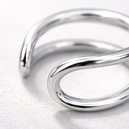 Stainless Steel Double Ring Fake Cartilage Ear Cuff - Skin Metals