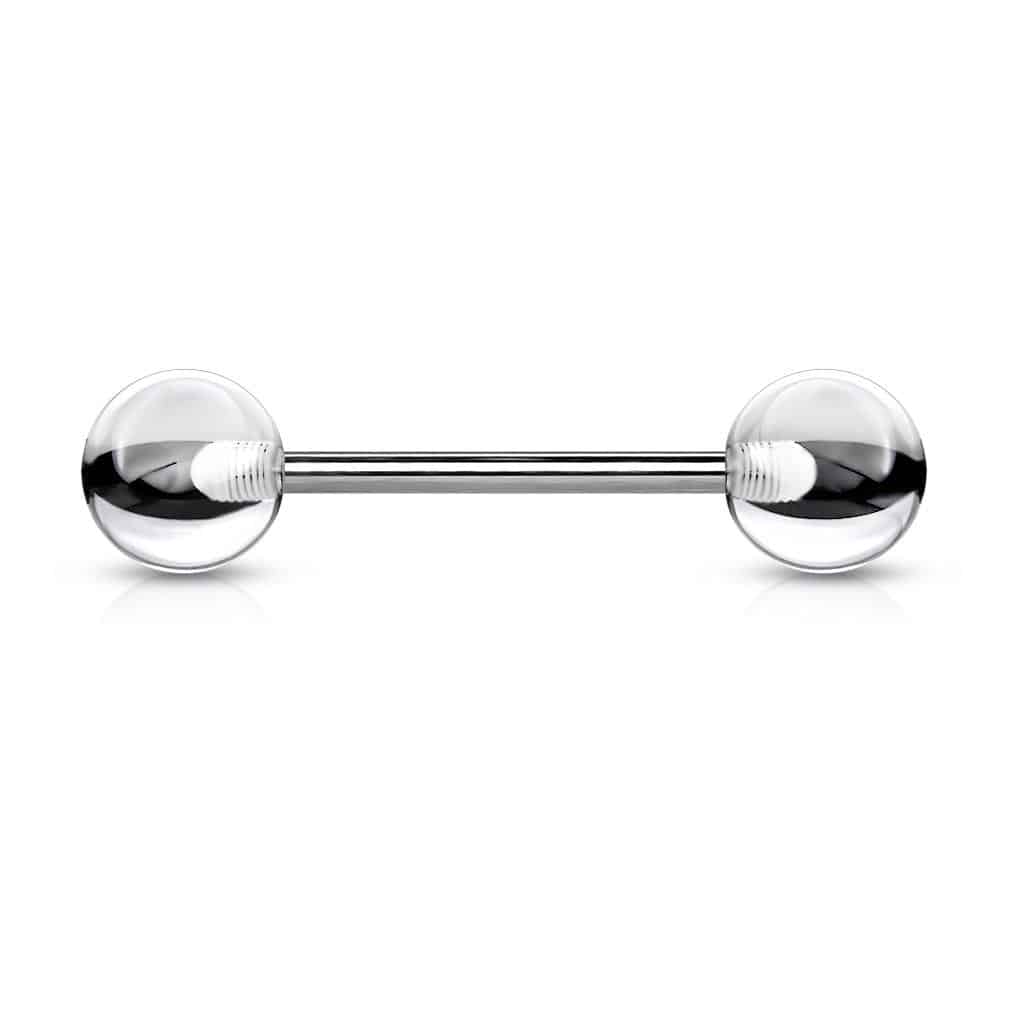 Implant Grade Titanium Externally Threaded Barbell With Solid Color Acrylic Balls Barbell Skin Metals