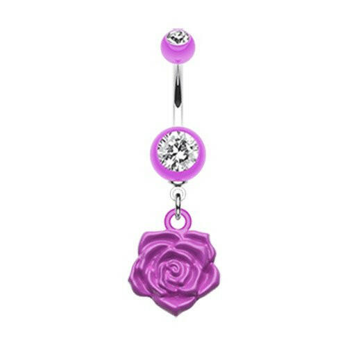 Immortal Rose Belly Button Ring Navel Ring Impulse Piercings Purple