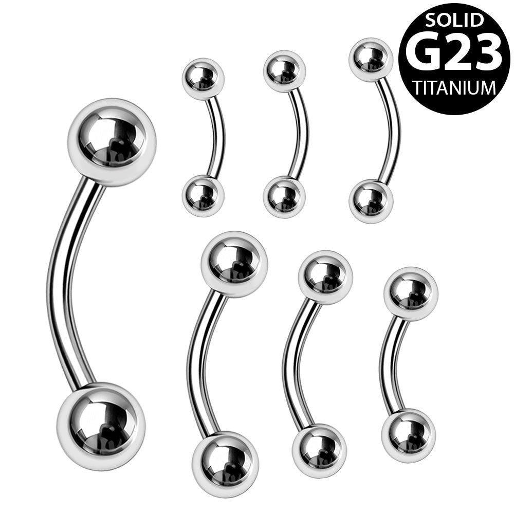 Implant Grade Titanium Curved Barbell Eyebrow Ring with Balls