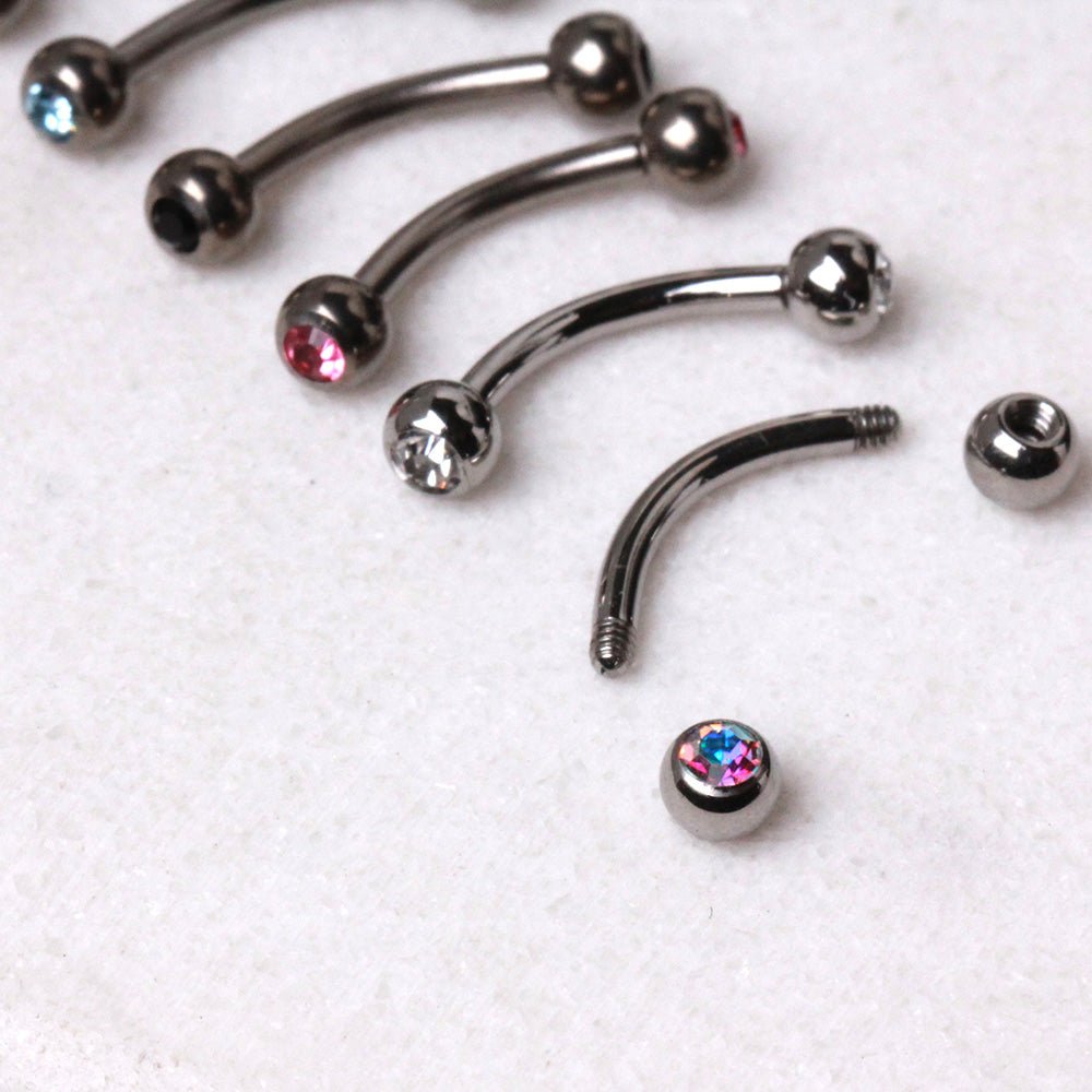 Implant Grade Titanium Eyebrow Ring with CZ Gem Balls