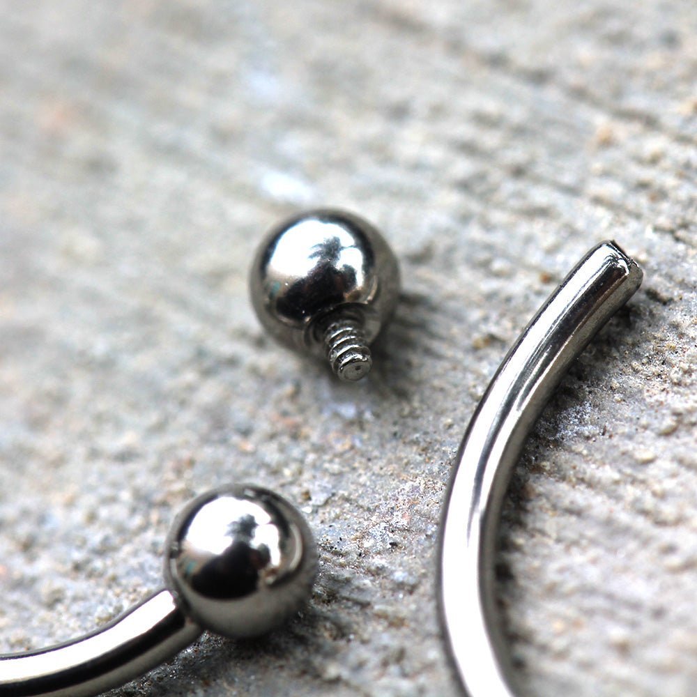 Implant Grade Titanium Internally Threaded Curved Barbell Eyebrow Ring - Skin Metals