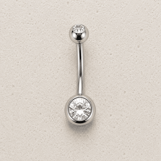 Implant Grade Titanium Navel Ring CZ Balls 14G Internally Threaded
