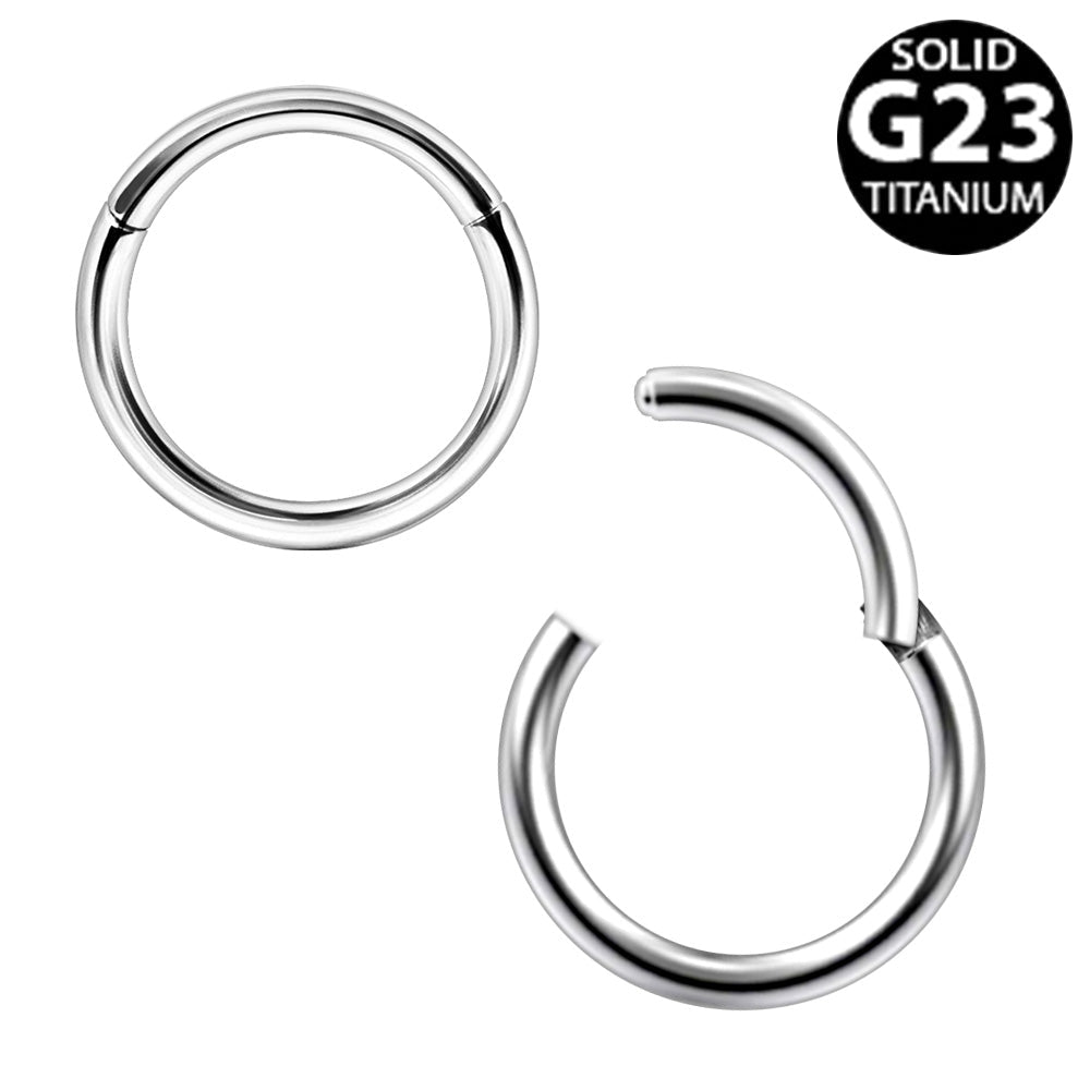 Implant grade titanium seamless clicker ring on white background, 16G 18G Ti6AL4V ELI body jewelry