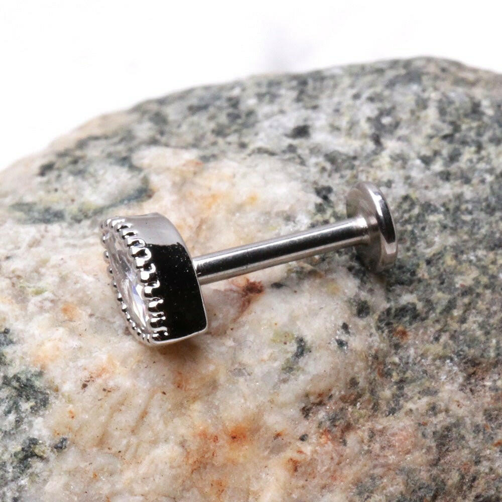 Internally Threaded Labret with Ornate Marquise Cut CZ Top Labret Impulse Piercings