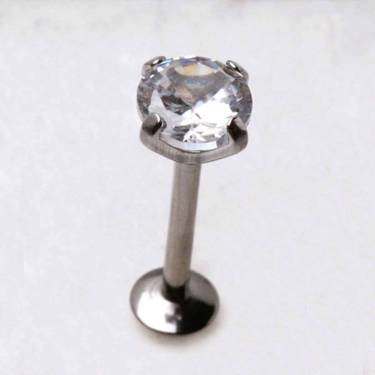 Internally Threaded Labret with Prong Set CZ Labret Impulse Piercings