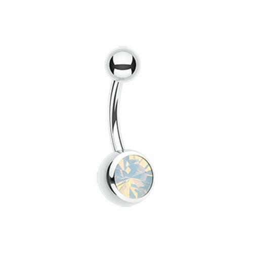 Jelly Belly Unity Gem Belly Button Ring Navel Ring Impulse Piercings Rhodium Plated/Opal